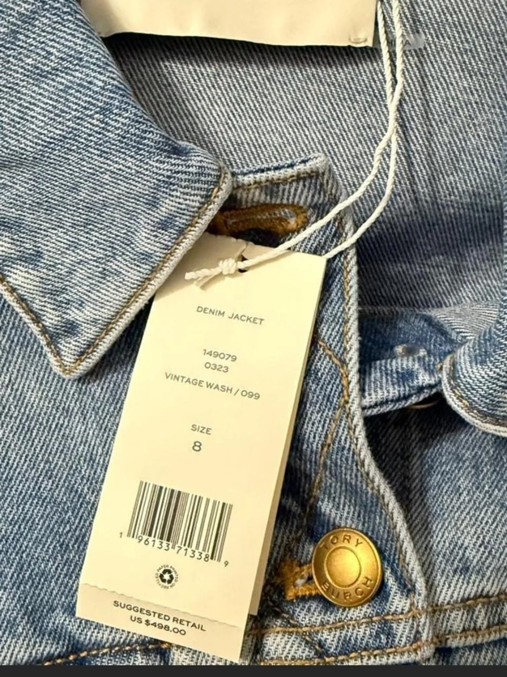 NWT! Tory Burch Light Wash Denim Overalls in Pale Blue with Gold Hardware